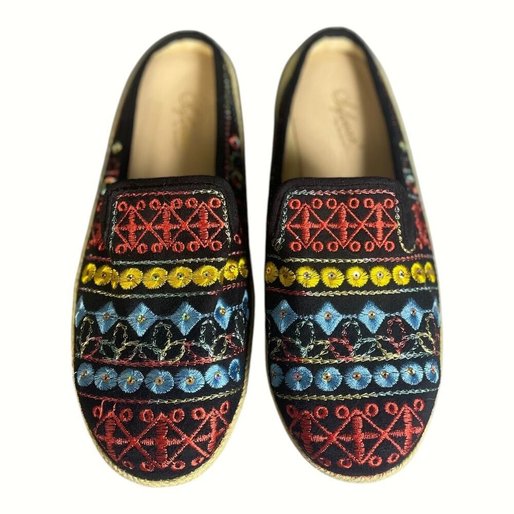 Sofwear By Beacon Women’s Embroidered Slip On  Espadrille Mules Size-9 Wide